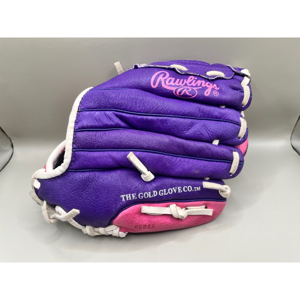 Rawlings HFP10PPW 10 Inch Youth Baseball Glove Purple Pink All Leather Shell LH